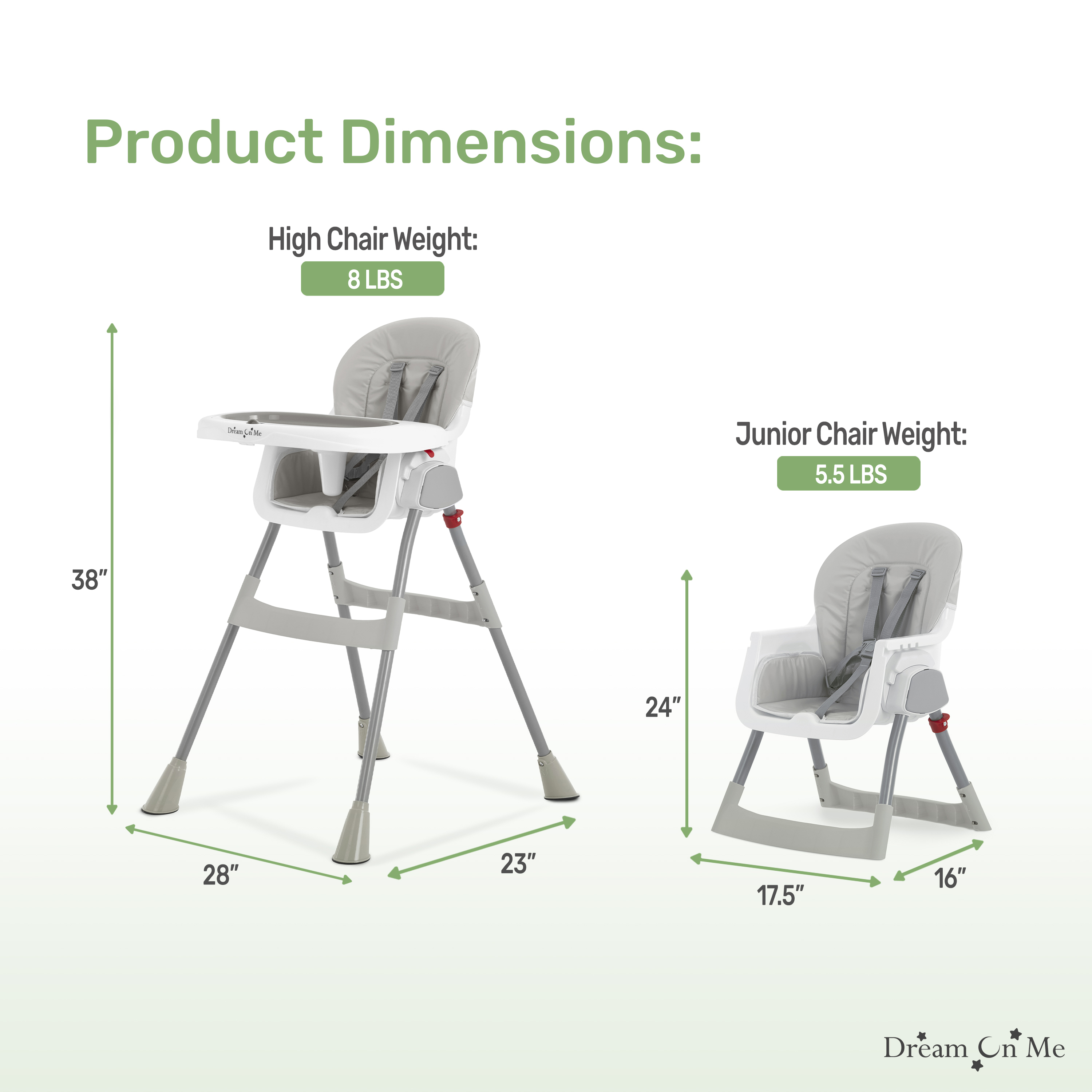 Dream On Me Portable 2-In-1 Table Talk High Chair, Gray photo 5