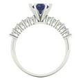thumbnail image 4 of 1.05ct Round Cut Blue Sapphire 14k White Gold Engraving Statement Bridal Wedding Designer Ring Size 6, 4 of 8