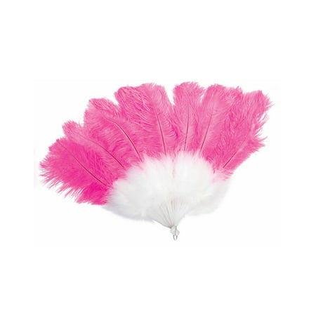 Ostrich Feather Fan Womens Adult Pink Flapper Costume Accessory