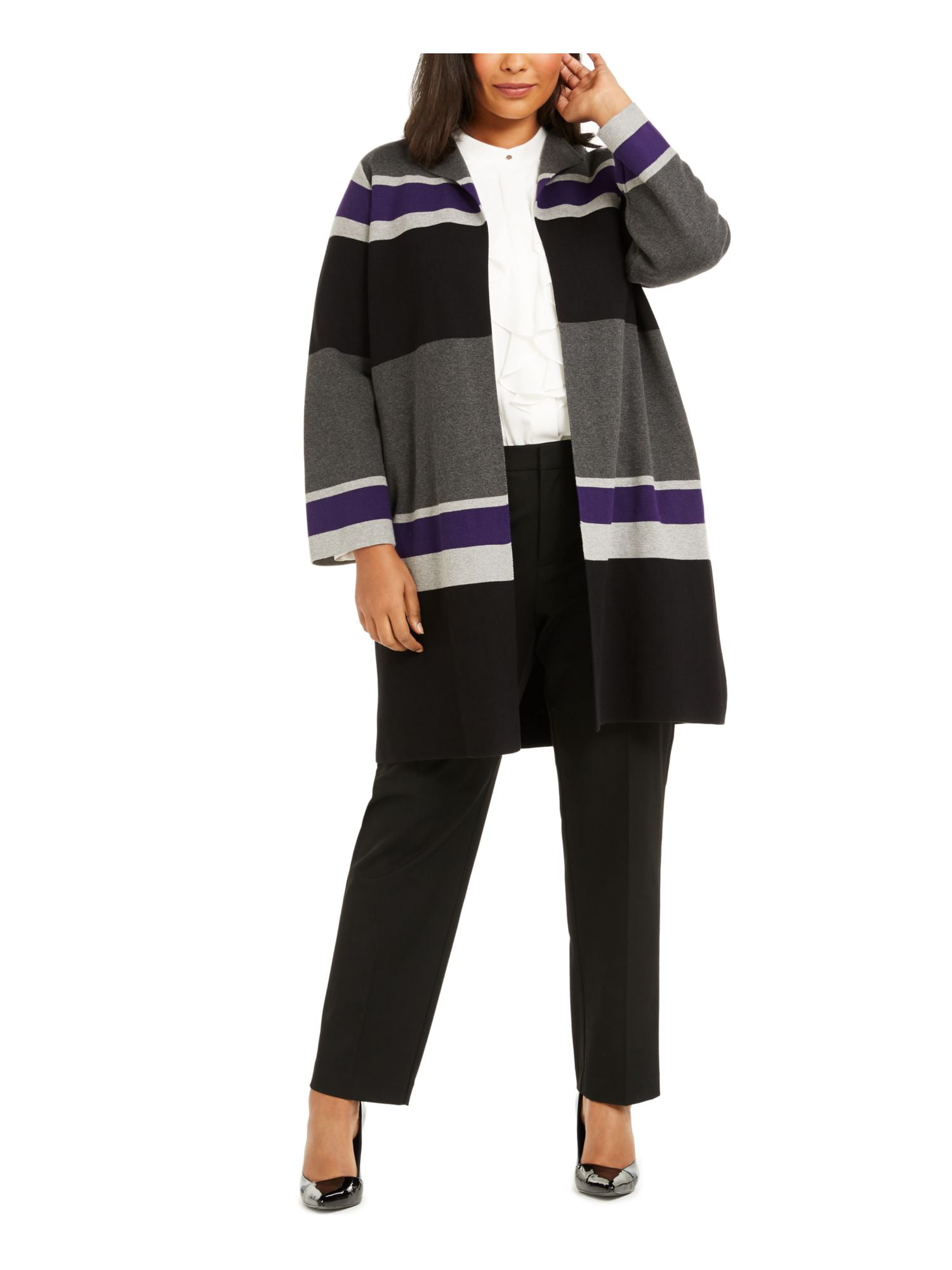 Jeugd ritme Beschrijving Calvin Klein Womens Plus Knit Striped Cardigan Sweater Black 2X -  Walmart.com