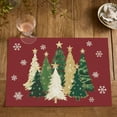 thumbnail image 7 of mubwai Red Xmas Trees Vinyl Christmas Placemats Set of 6, 12x18 Inch Washable Plastic Non-Slip Woven Winter Table Mats for Party Kitchen Dining Decor, 7 of 7