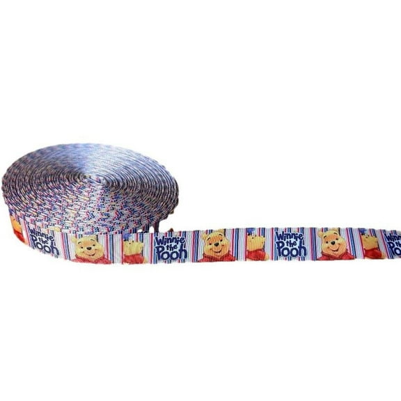 Winnie The Pooh Cartoon Striped Border 1" Wide 3 Yards Long Repeat Ribbon