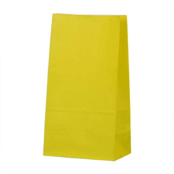 5 Pcs Kraft Shopping Bags Kraft Paper Bags with Handles Bulk, Recycled Paper Gift Bag for Business, Merchandise, Gifts, Shopping, Retail Stores, Birthday Party Indoors & Outdoors(Yellow,9.4x5.5")