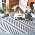 thumbnail image 3 of Safavieh Courtyard Caroline Striped Indoor/Outdoor Area Rug, Beige/Blue, 4' x 4' Round, 3 of 10