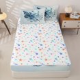 thumbnail image 4 of Castle Fairy Princess Castle Elf Print Zipper Twin Comforter Sets with Fitted Sheet and 2 Pillowcases,Chic Floral Butterfly Pattern Zipper Bedding Set,Blue White,Grey Reversible,4-Piece, 4 of 6