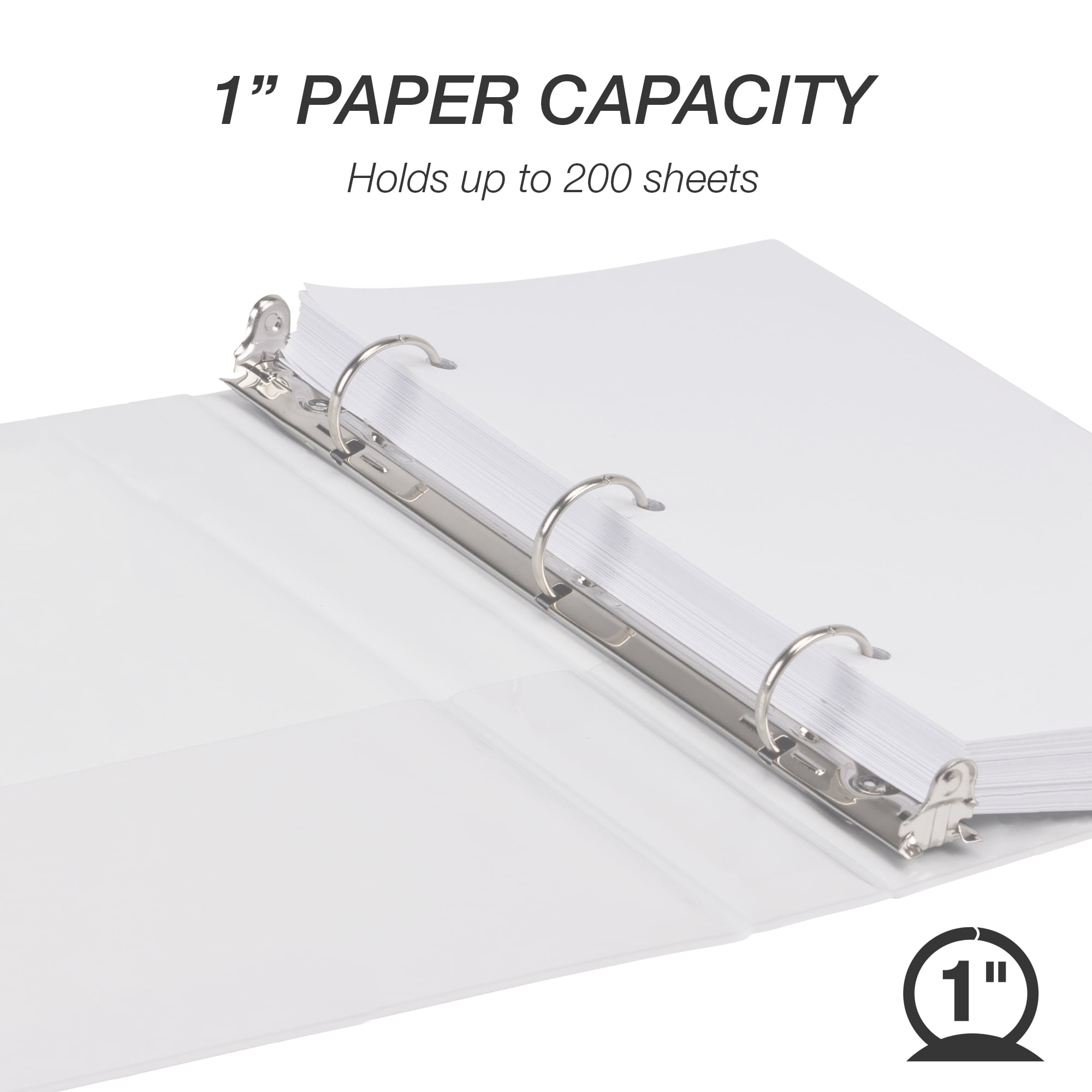 Samsill 3 Ring Mini View Binders Round Ring, White, 6 Pack