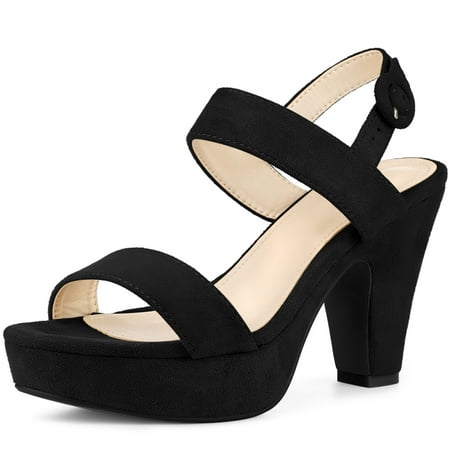 

Unique Bargains Women s Platform Slingback Block Heeled Sandals