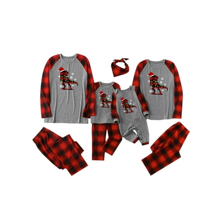 

brilliantme Matching Family Pajamas Sets Christmas PJ s Long Sleeve Tops with Plaid Pants 2PCS Christmas PJs Suit