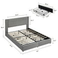 thumbnail image 6 of VECELO Queen Bed Frame with Storage Drawers, Upholstered Platform Bed with Charging Station, Wooden Slats Support, No Box Spring Needed, Easy Assembly, Dark Gray, 6 of 11