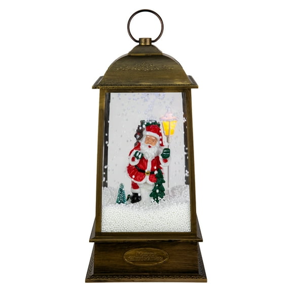Northlight LED Lighted Snowing and Musical Santa Christmas Lantern - 13.5"