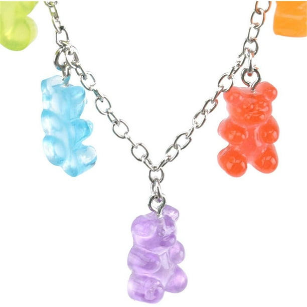 Collier créatif en forme d'ours gommeux collier pendentif couleur bonbon  multicolore pour femme 