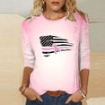 thumbnail image 5 of Vivianyo HD Women's 3/4 Sleeve Graphic Print Top, Straight Hem Crew Neck Pullover Blouse, Casual Tee for Charity Event and Daily Social Gathering, Sizes S-5XL, 5 of 5