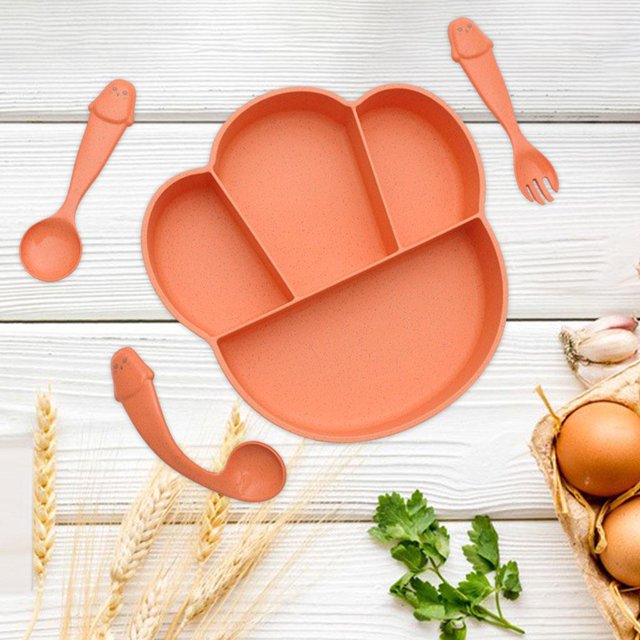 Juego de platos para bebés, diseño dividido, plato antideslizante para niños pequeños, juego de alimentación para bebés, vajilla naranja perfke Placa de servicio