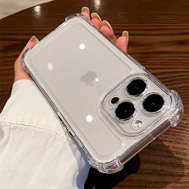 Funda de teléfono de lujo a prueba de golpes para iPhone 14 13 12 11 Pro Max X XR XS 7 8 Plus, carcasa trasera dura transparente con parachoques de silicona Fivean unisex
