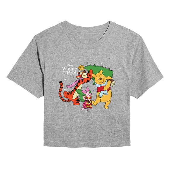Winnie The Pooh - Christmas - Juniors Cropped Graphic T-Shirt