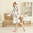 thumbnail image 4 of FORMRS Niños Bathrobe Unisex Hooded Robe Soft Plush Pajamas Sleepwear, Size 2-3T, Beige Cherry, 4 of 7