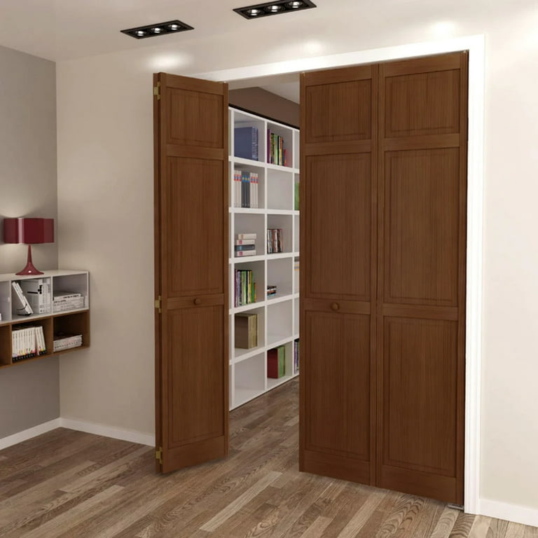 Kimberly Bay 28 in. x 80 in. Plantation Louvered Solid Core White Wood Interior Closet Bi-Fold Door