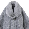 thumbnail image 4 of Samdudou Fall Coats for Women Elegant Cloak Waffle Textured Knit Cape Faux Fur Trimmed Neckline Front Clasp Closure Outerwear for Evening Events Sophisticated Wardrobe, 4 of 5