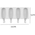 thumbnail image 2 of Paquete de 2 moldes de silicona de 4 cavidades, moldes reutilizables para helado de zumo de fruta, forma ovalada clásica, antiadherente, con 50 palos de madera, 2 of 6