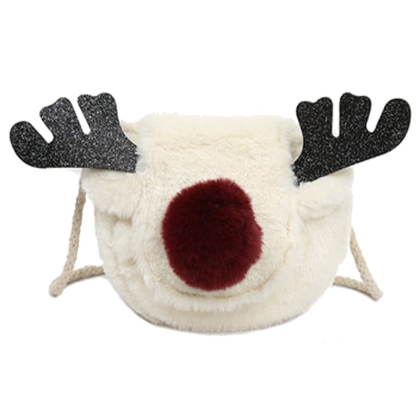 Mini bolso bandolera con forma de reno de dibujos animados y alce de peluche