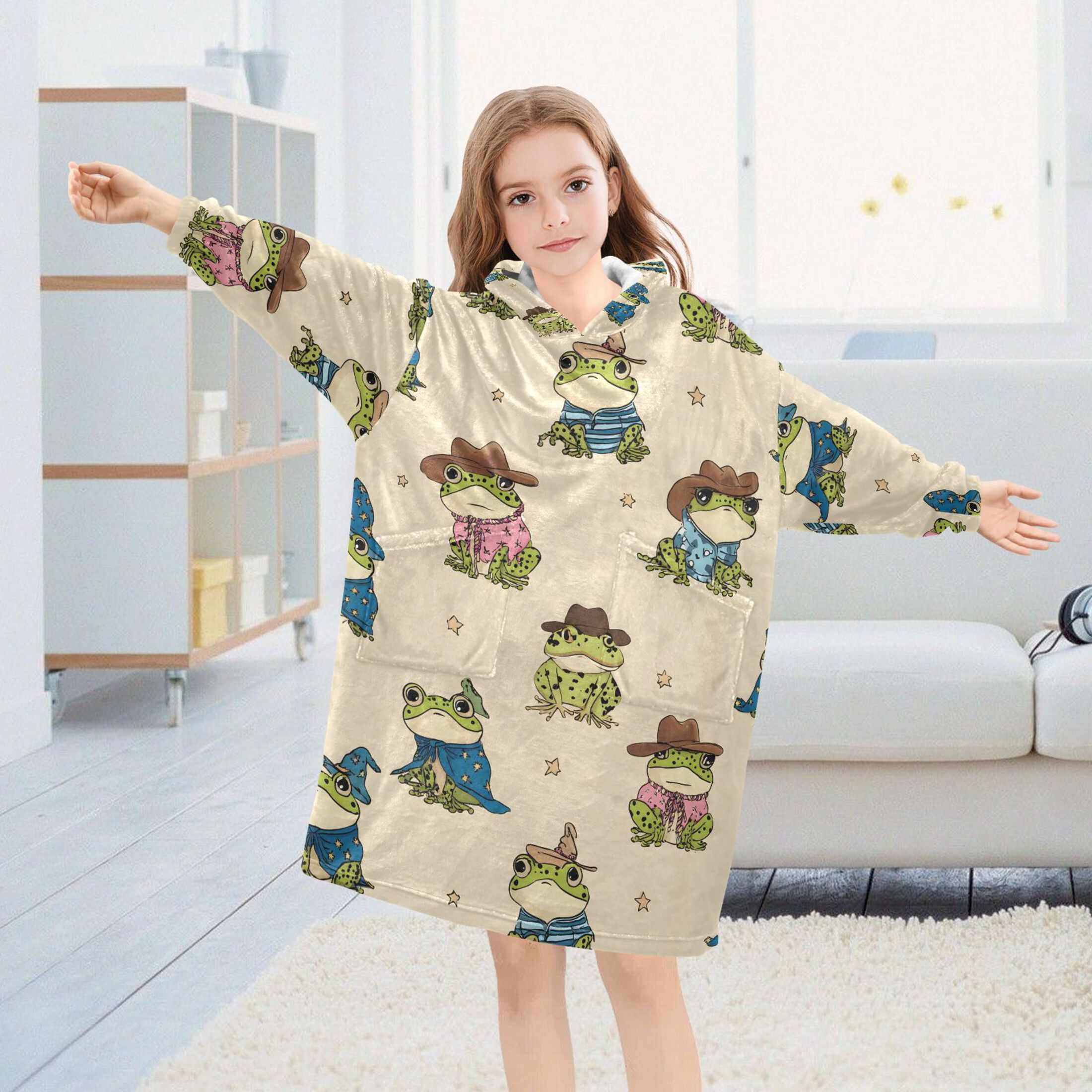 joogoo Wearable Blanket Hoodie for Cute Frog with Hats Oversized Sherpa Hooded 3-14 YR M