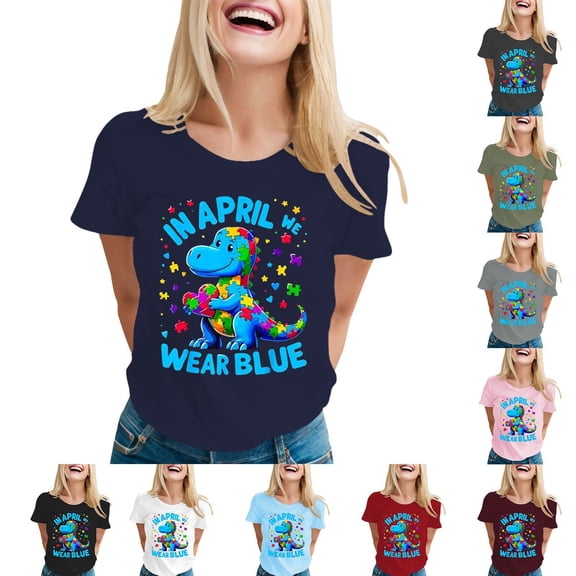 CHENge Autism Acceptance Shirt for Women I Believe in a Spectrum of Possibilities Tee Top Be Kind Short Sleeve
