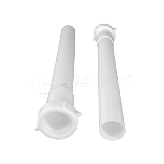 Highcraft Extension Tube Plastic Drain - Easy Installation - 1-1/4" x 12", White