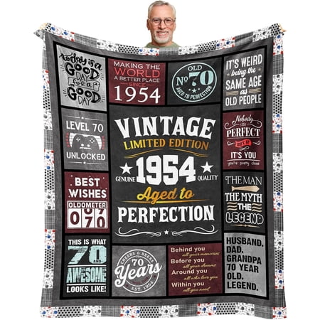 70th Birthday Gifts for Men Blanket 60 x 50 inch best Gifts for 70 Year Old Man 70th Birthday Gifts 70 Year Old Birthday Gifts for Men 70th Birthday Decoration Men 1954 Birthday Gifts for Men