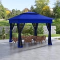 thumbnail image 2 of Outsunny 11 x 11 Pop-Up Canopy Gazebo Outdoor Patio Event Tent with Zipper Netting,Carry Bag, UV Protection for Backyard & Garden, Blue, 2 of 11