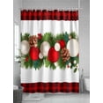 thumbnail image 5 of Christmas Balls Shower Curtain Set ，Waterproof Fabric Shower Curtains Red Yellowwood Red Black Plaid Shower Curtains for Bathroom,Bathroom Decor 54x"78", 5 of 6