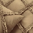 thumbnail image 3 of SGI Bedding 3 Piece Cotton Diamond Ruffle Duvet Cover Taupe Solid 600TC Calking, 3 of 8