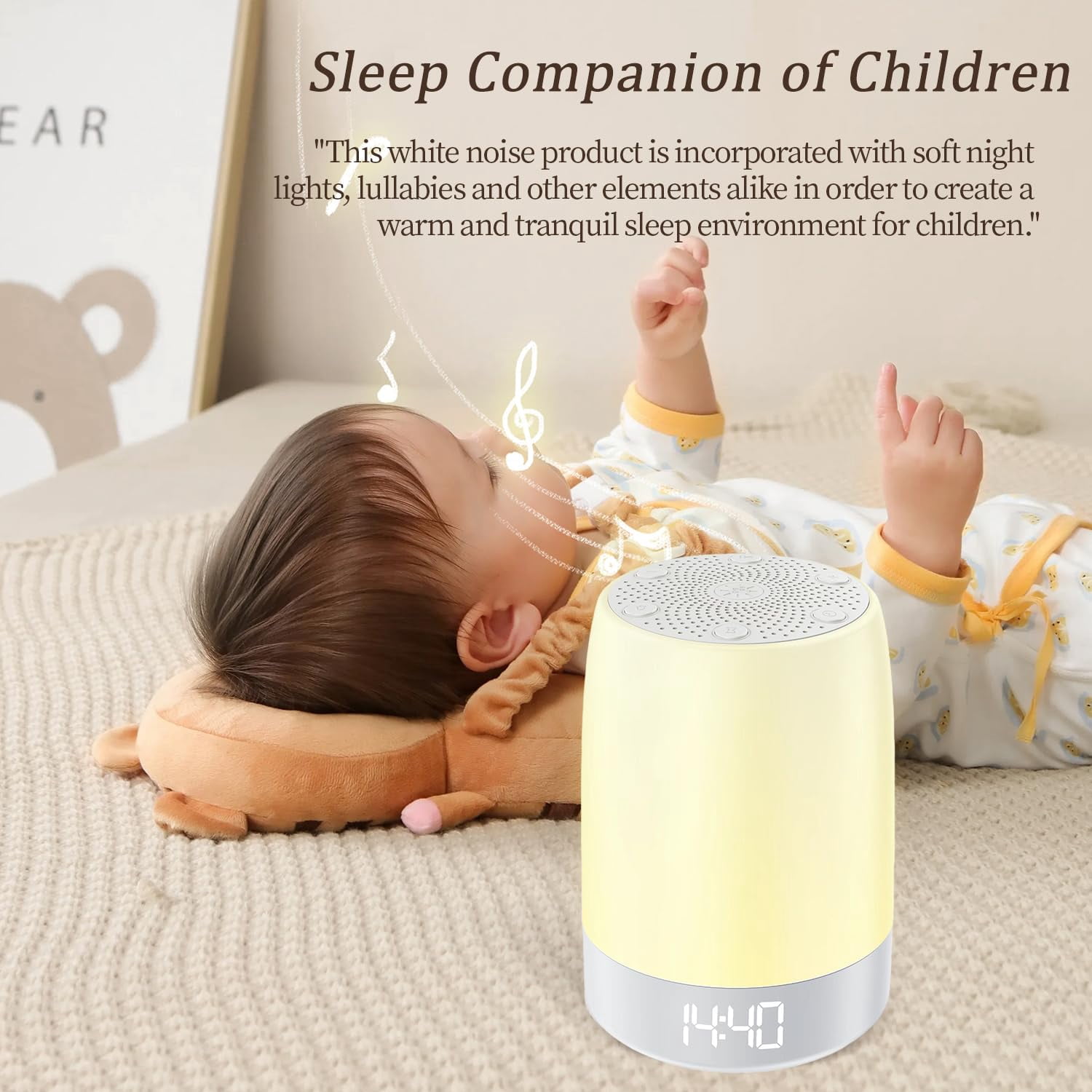 White Noise Sound Machine with Night Light, 32 Soothing Sounds, Sunrise Alarm, Rechargeable, App Control for Home, Office, Travel