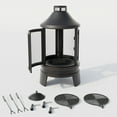 thumbnail image 6 of ALAULM Metal Chiminea Fire Pit with Grill, 2 in 1 Firepit with Adjustable Grill Tray & Mesh Spark Screen Door, 3-Door Multi-Access Fireplace for Patio, Garden & Backyard, 6 of 7