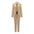 thumbnail image 5 of Riforla Women's Two Piece Lapels Suit Set Office Business Long Sleeve Formal Jacket Pant Suit Slim Fit Trouser Jacket Suit 2 Piece Sets Women Outfit Khaki XL, 5 of 6