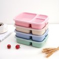 thumbnail image 1 of Paquete de 4 fiambreras Bento con compartimentos de paja de trigo, recipientes de plástico para almacenamiento de alimentos, aptos para microondas y lavavajillas, 1 of 5