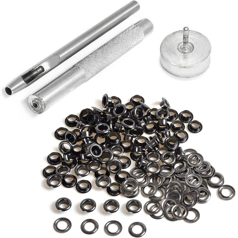 Trimming Shop 100 Set 5mm Eyelets Grommet with 3 Grommet Setting Tool  Eyelet Punch Kit for Leather, Fabric, Shoes, Handbag, Purses, Repair  Clothing, Making Crafts, Gunmetal 