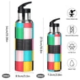 thumbnail image 2 of Yayeee 20oz Double Wall Stainless Steel Water Bottle with Flip Straw, Blue Checkered Pattern, 2 of 7