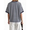 thumbnail image 2 of Camiseta Mujer Cuello Redondo Holgada Con Rayas Marina De Guerra Y Blanco, 2 of 25