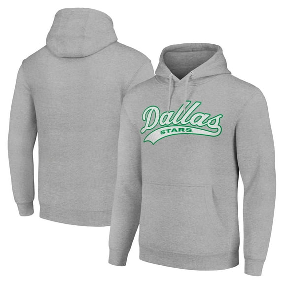 Men's Starter Heather Gray Dallas Stars Tailsweep Fleece Tri-Blend Pullover Hoodie