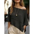 thumbnail image 1 of Top Tejido Calado Negro Con Cuello Barco Y Mangas Cortas, 1 of 30