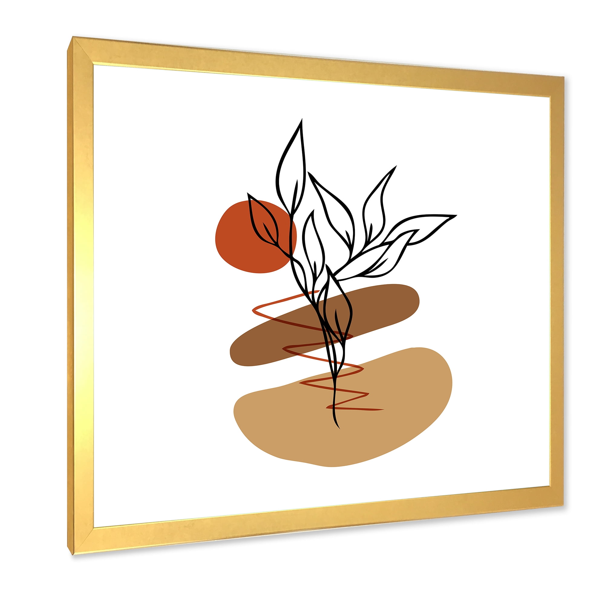 Designart 'Abstract Flowers Plants With Elementary Shapes II' Modern Framed Art Print