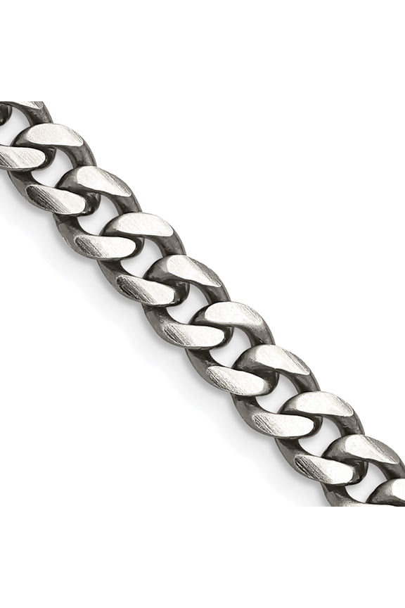 Sterling Silver Antiqued 6mm Curb Chain (24 X 6) Made In Italy qcb150a-24