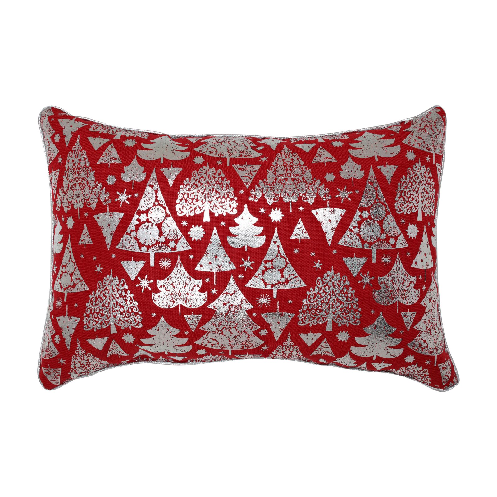 Metallic Christmas Trees Lumbar Pillow