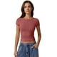 thumbnail image 4 of Camiseta QINSEN Slim Fit de manga corta para mujer Merlot S, 4 of 6