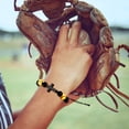 thumbnail image 4 of 12 pulseras de béisbol deportivas, pulsera de longitud ajustable, pulsera de cadena de mano, pulsera decorativa de cuentas para hombre., 4 of 7