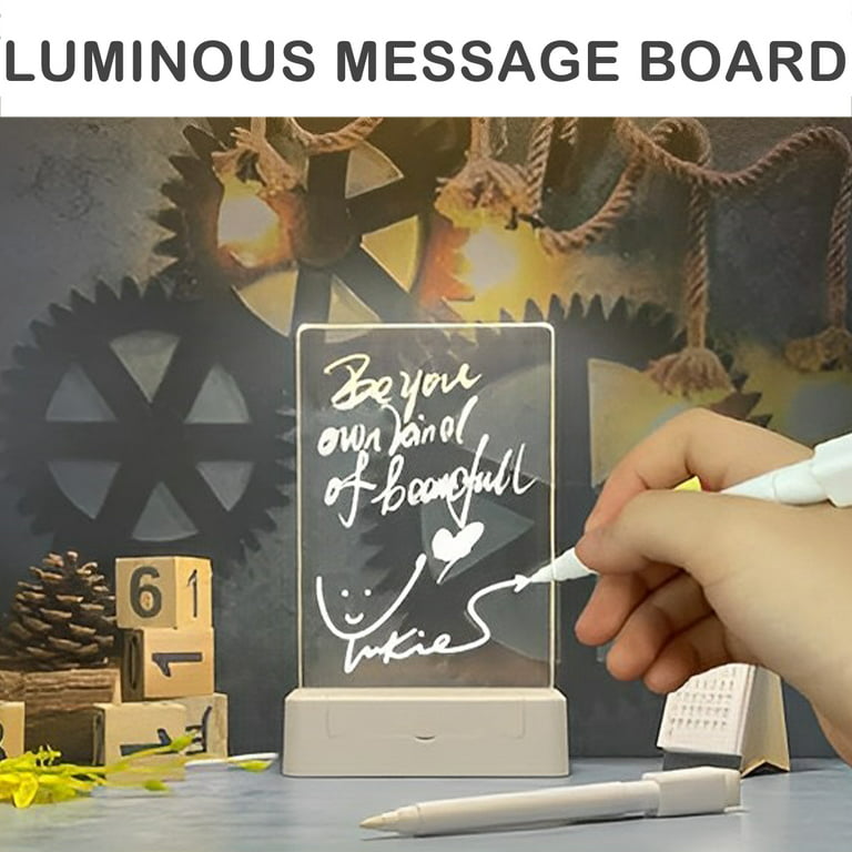 Acrylic Board Luminous Transparent Message Note Board Writing Memo Board  for Personal Creative Use Includes Dry Erase Markers