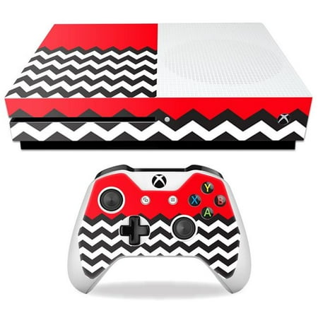 MightySkins MIXBONES-Red Chevron Skin Decal Wrap for Microsoft Xbox One S - Red Chevron