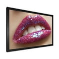 thumbnail image 2 of Designart 'Girl Lips Pink Lipstick and Sequins' Modern Framed Art Print, 2 of 4