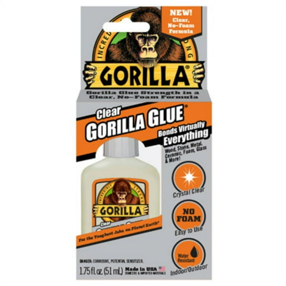 Gorilla Glue 4500102 Non-Foaming Formula Adhesive, Crystal Clear, 1.75 Oz, Each