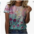 thumbnail image 5 of LYMAYTER Women Casual T-Shirts Summer Print Crew Neck Short Sleeve Breathable Loose for Tees Top XXS-6XL, 5 of 9